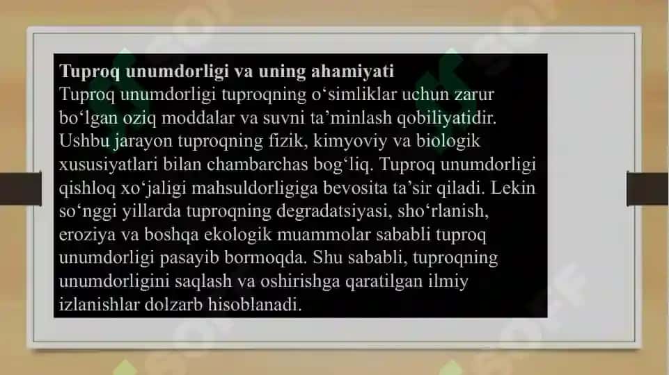 Tuproq unumdorligi va strukturaviy xususiyatlarini yaxshilashga qaratilgan ilmiy maqolala 4