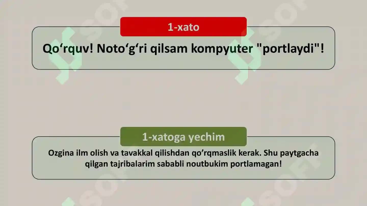 Kompyuterda ishlashdagi Xatolar 2