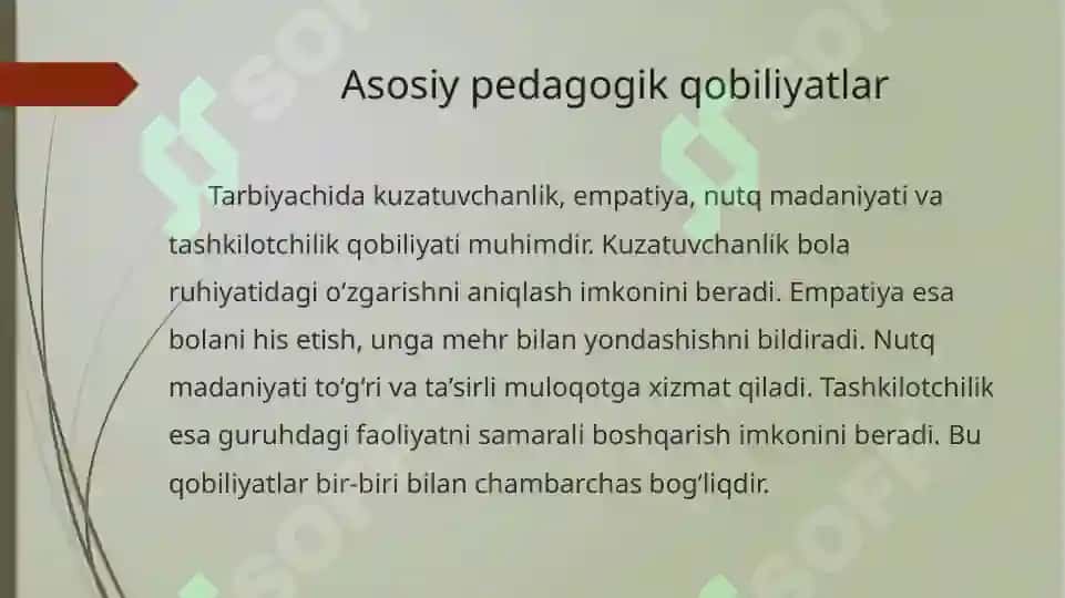 Tarbiyachining pedagogik qobiliyatlari va kasbiy bilimlari 8