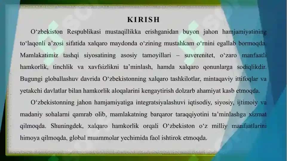 O‘zbekiston va Jahon hamjamiyati 3