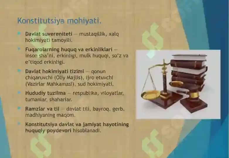 KONSTITUTSIYA – HUQUQIY DAVLAT VA BAXTIYOR JAMIYAT POYDEVORI 4