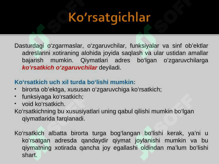 KO'RSATKICHLAR. KO'RSATKICHLARNI O'ZLASHTIRISH. 2