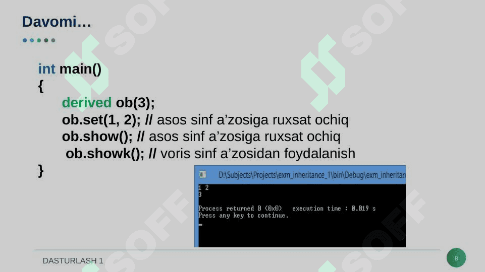 Sinf xususiyati va vorislik 8