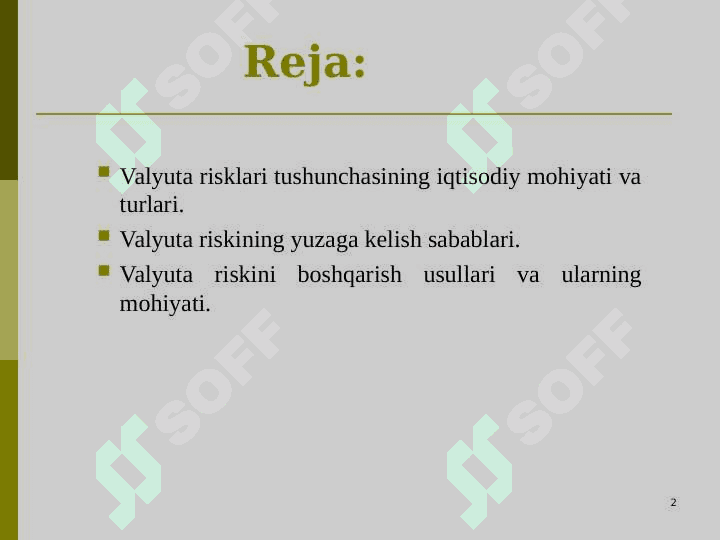 Xalqaro moliya tizimida valyuta risklarini boshqarish 2