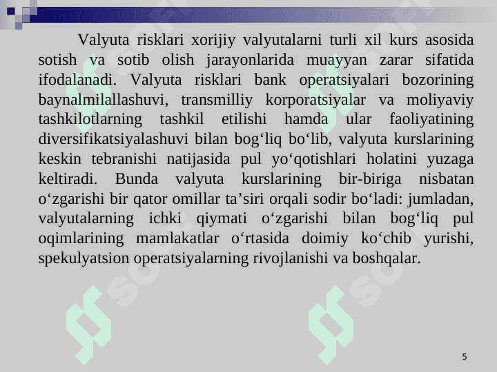 Xalqaro moliya tizimida valyuta risklarini boshqarish 5