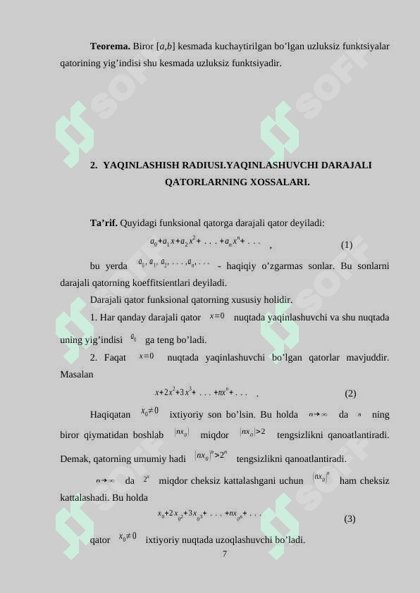 Darajali qatorlar 7