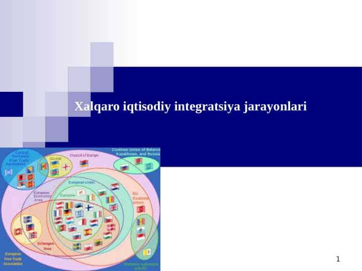 Xalqaro iqtisodiy integratsiya jarayonlari