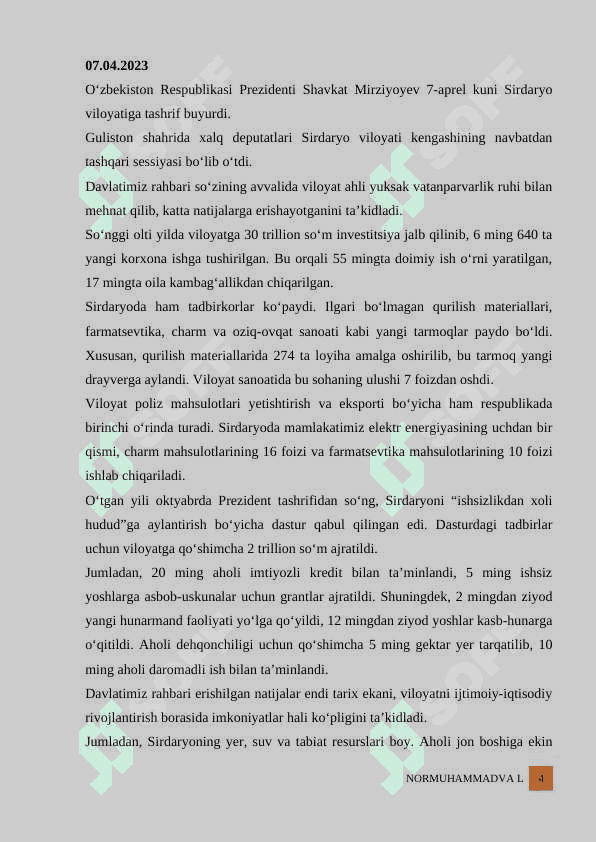 Sirdaryo viloyatining iqtisodiyoti kurs ishi 4