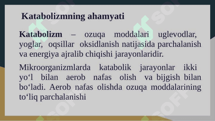 Katabolizm va Anabolizm 2
