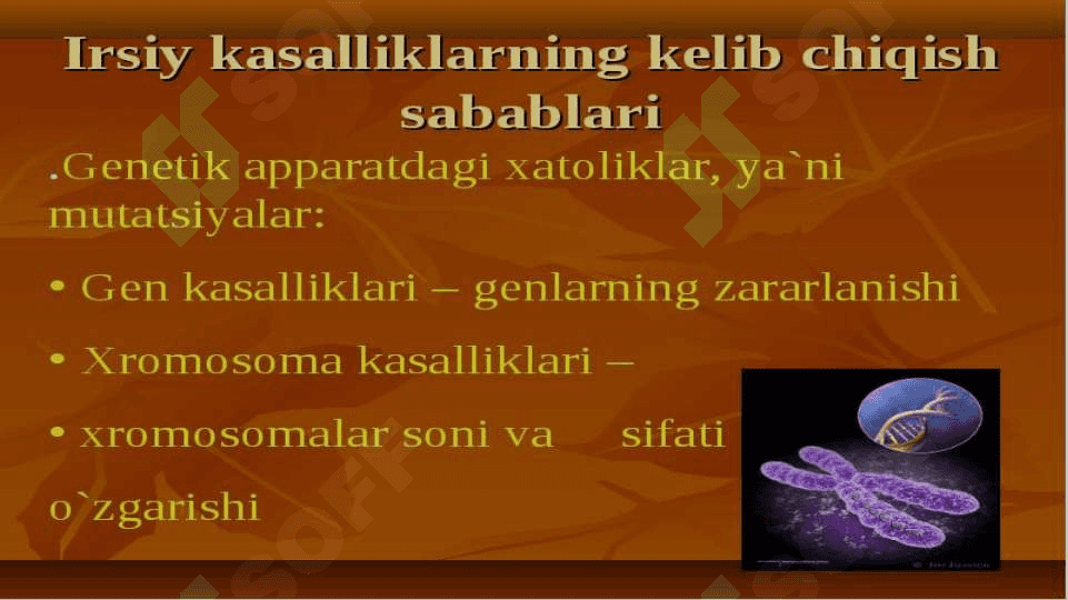 Irsiyat va irsiy kasalliklar 2