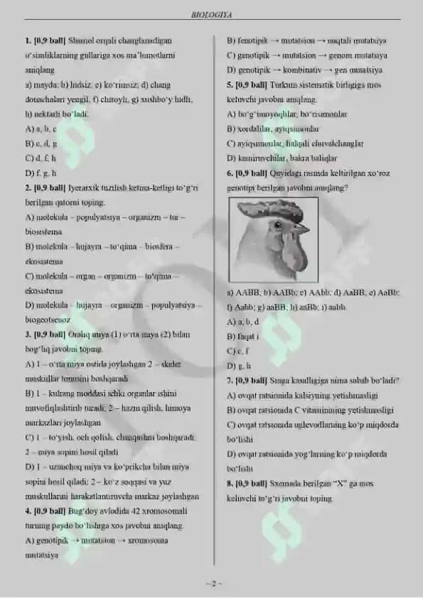 10 sinf BIOLOGIYA TEST TOPSHIRIQLARI KITOBI 2