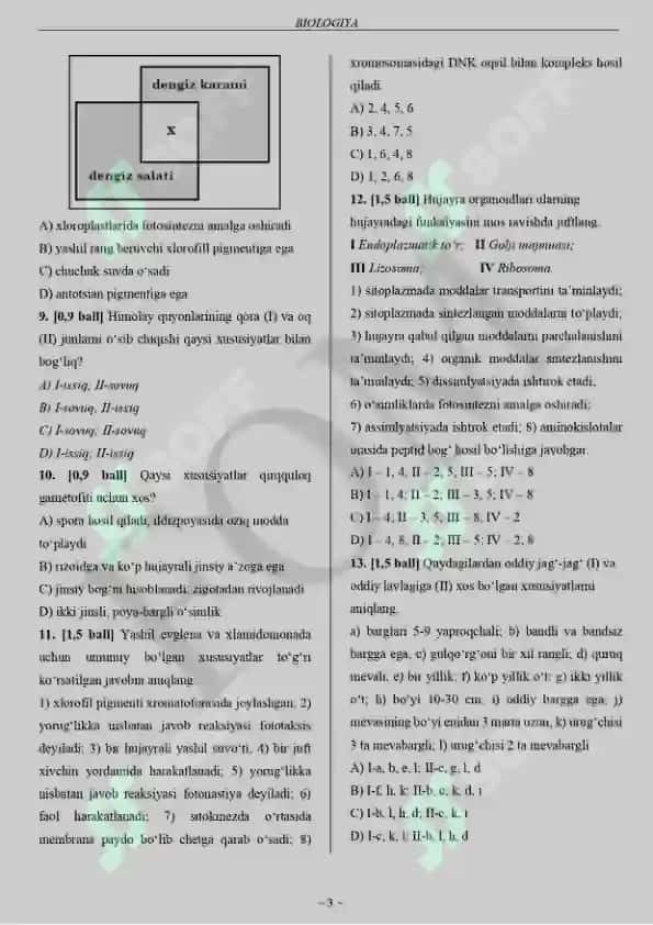 10 sinf BIOLOGIYA TEST TOPSHIRIQLARI KITOBI 3