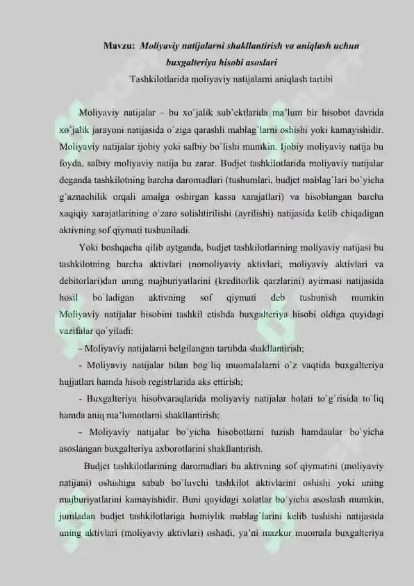 Moliyaviy natijalarni shakllantirish va aniqlash uchun buxgalteriya hisobi asoslari 2