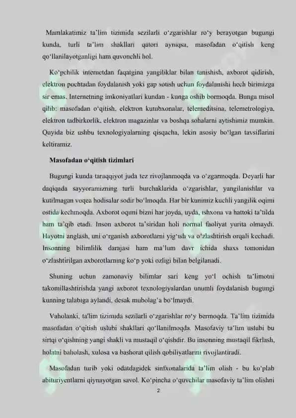 Masofaviy taʼlimda jahon taʼlim tizimini oʻrganish va tahlil qilish 2