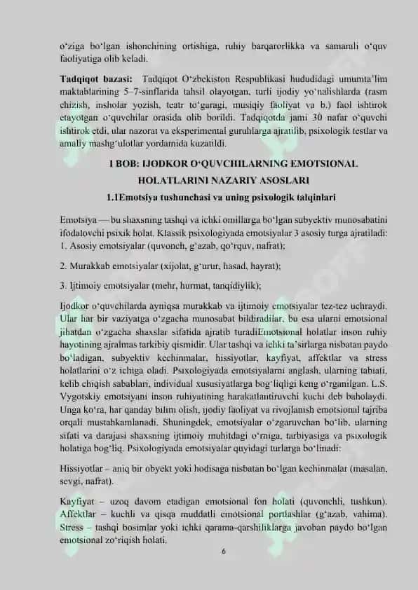 Ijodkor o’quvchilarda emotsional holatlarning psixologik xususiyatlari 6