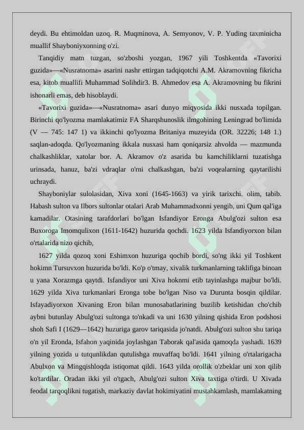 XVI—XIX asrning birinchi yarmida o'rta osiyo xalqlari tarixshunosligi 4