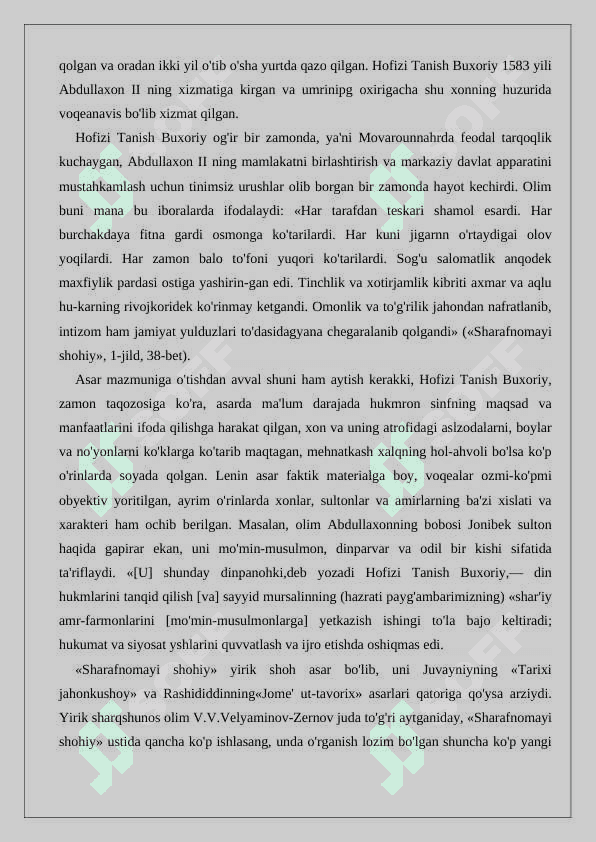 XVI—XIX asrning birinchi yarmida o'rta osiyo xalqlari tarixshunosligi 6