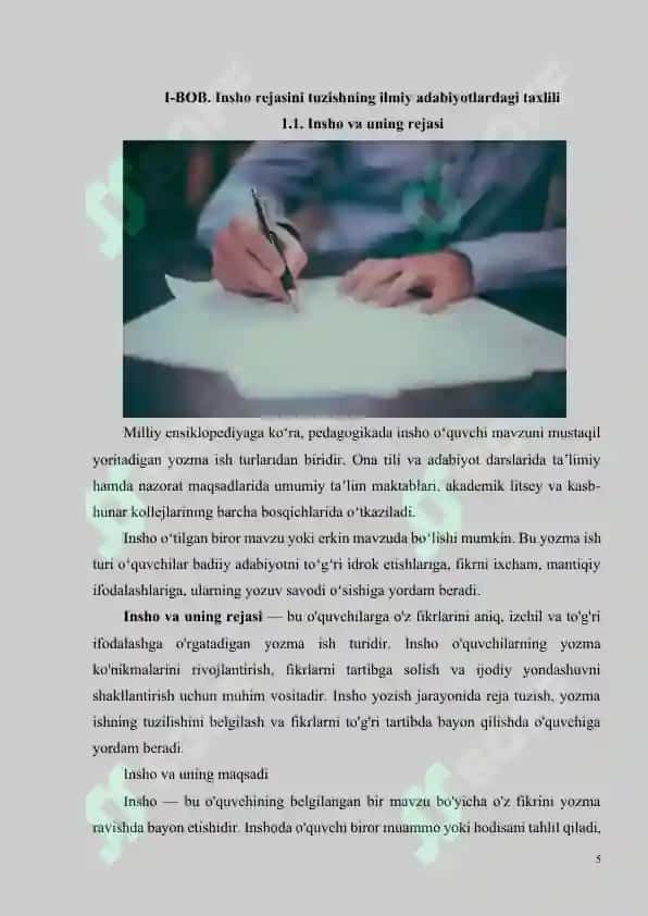 Insho rejasini tuzish. 5