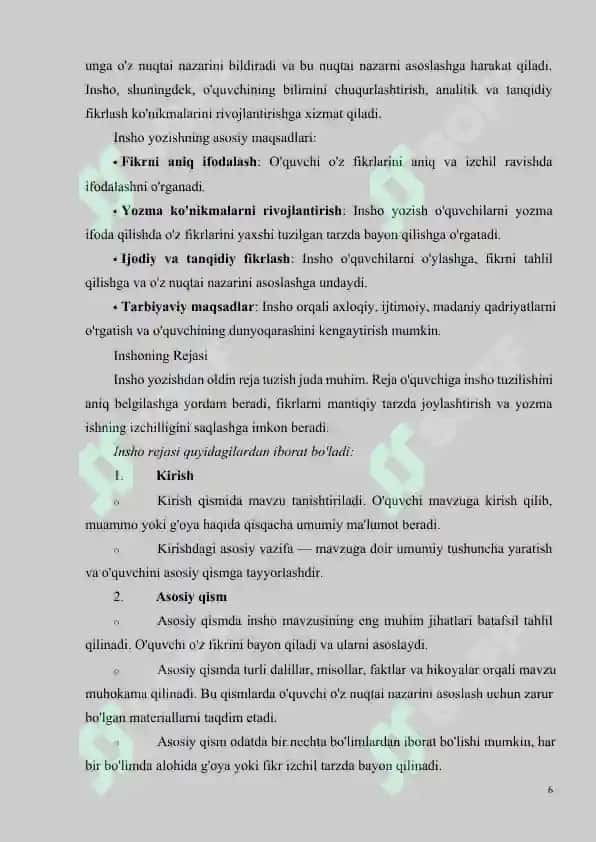 Insho rejasini tuzish. 6
