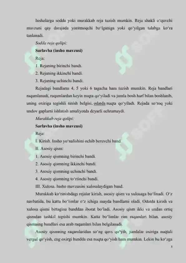 Insho rejasini tuzish. 8