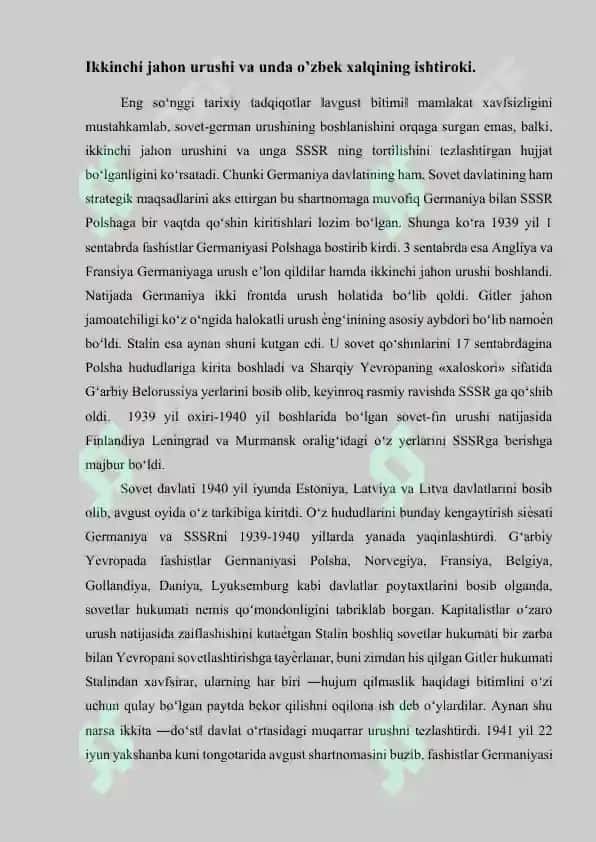 Ikkinchi jahon urushida qozonilgan gʻalabaga oʼzbek xalqining qoʼshgan xissasi. 5