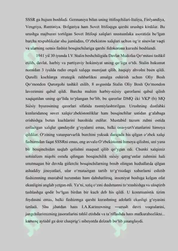 Ikkinchi jahon urushida qozonilgan gʻalabaga oʼzbek xalqining qoʼshgan xissasi. 6