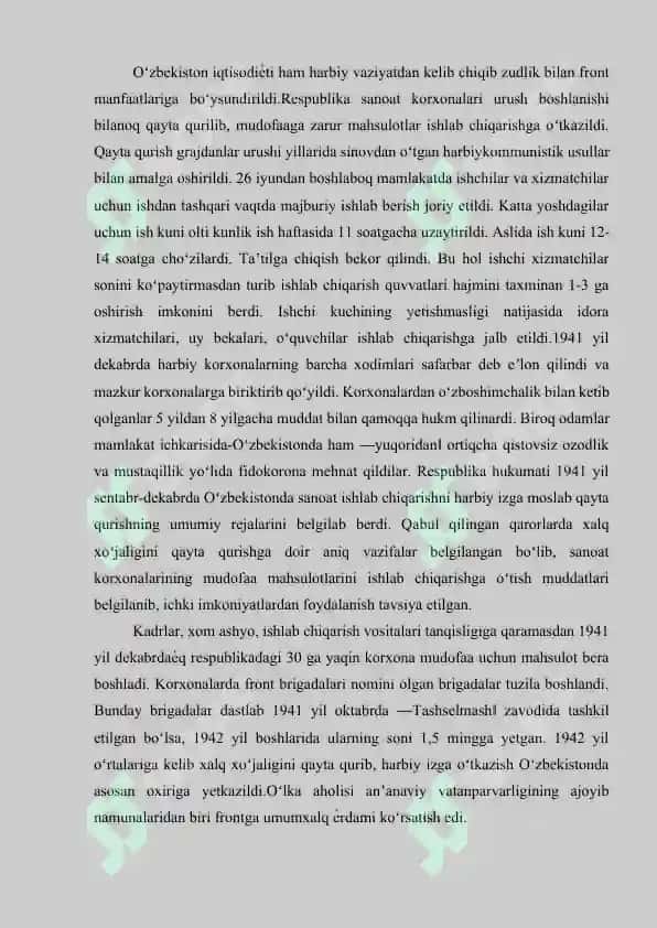 Ikkinchi jahon urushida qozonilgan gʻalabaga oʼzbek xalqining qoʼshgan xissasi. 8