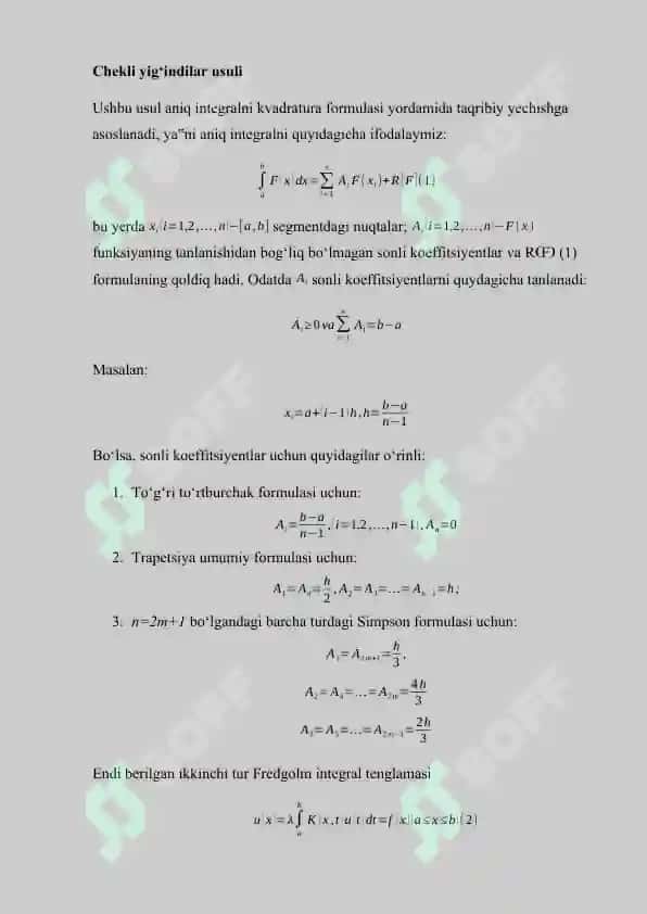 Integral tenglamalarni taqribiy yechish usullari 3