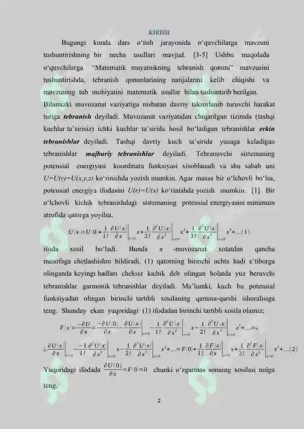 Matematik mayatnikning tebranish davri ularning amplitudasiga bog’liqligini kompyuterda modellashtirish 2