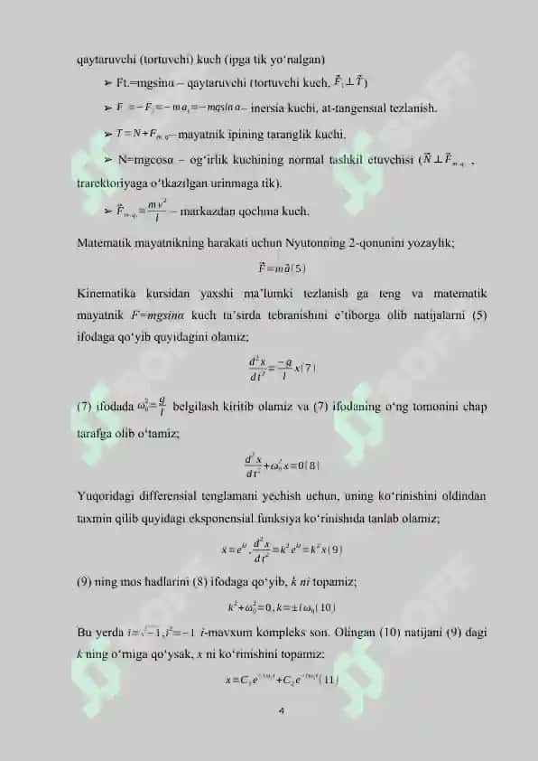 Matematik mayatnikning tebranish davri ularning amplitudasiga bog’liqligini kompyuterda modellashtirish 4
