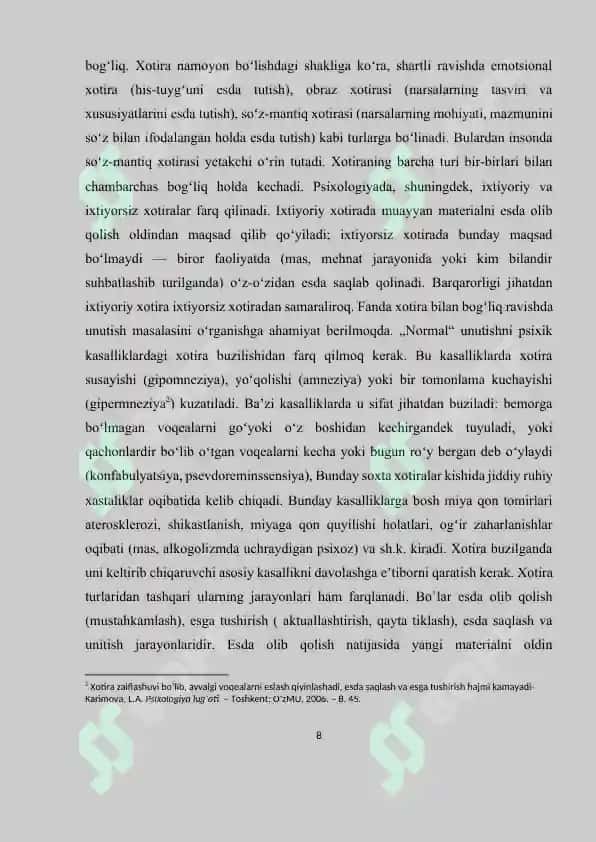 KICHIK MAKTAB YOSHIDAGI BOLALARDA XOTIRA JARAYONINI SHAKLLANTIRISHNING O’ZIGA XOS XUSUSIYATLARI.docx 8