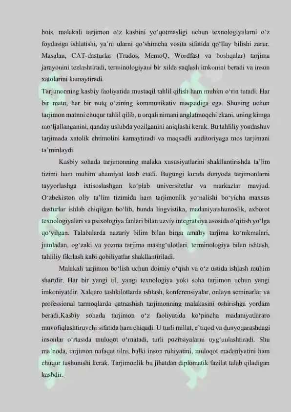Kasbiy sohadagi tarjimonning malaka xususiyatlari 4