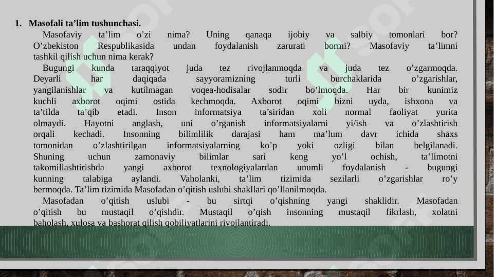 Masofaviy taʼlim tashkil etish 3