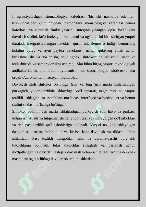 STOMATOLOGIK ASBOBLARNI TASNIFI. KO’RISH VA PLOMBANI QORISH VA QO’YISHDA ISHLATILADIGAN ASBOBLAR 2
