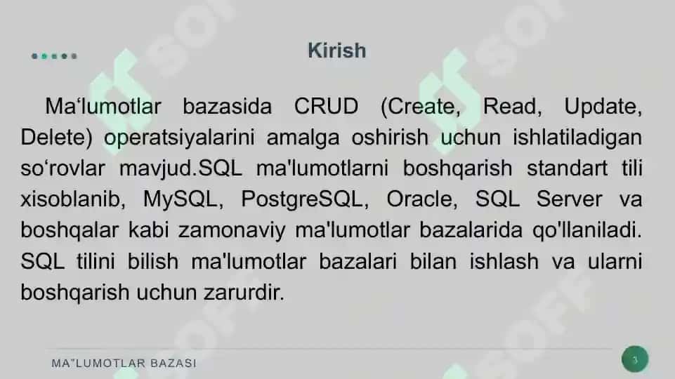 MA‘LUMOTLAR MANIPULYATSIYA QILISHDA ODDIY SO‘ROVLAR YARATISH 3