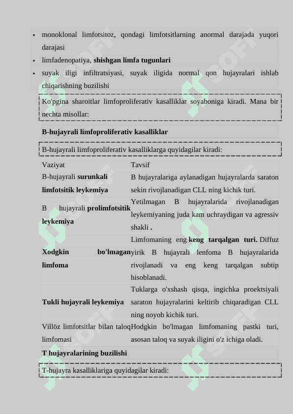 Limfoproliferativ kasalliklar: alomatlar va davolash. 2