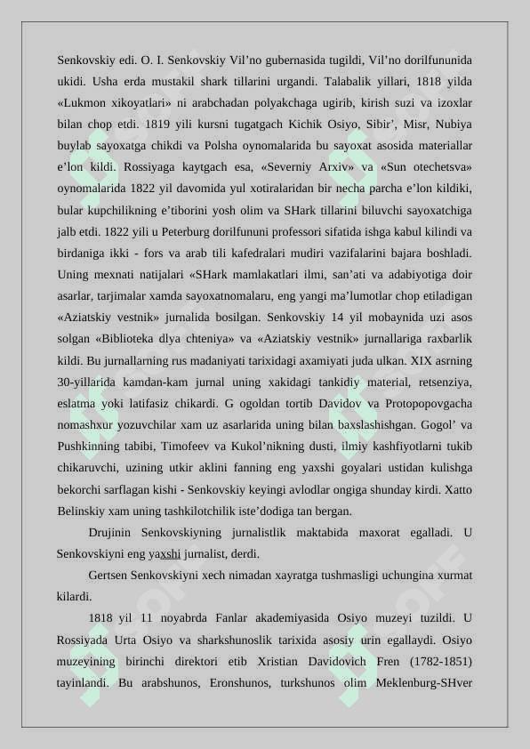 XVIII – XIX asrlar rus tarixshunosligida O‘rta Osiyo masalasi 24 7