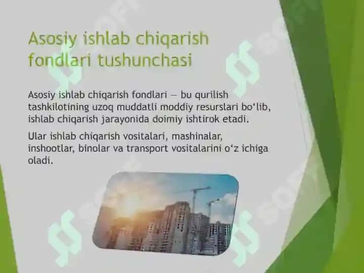 Qurilish tashkilotida asosiy ishlab chiqarish fondlari ishlatilishini samaradorligini baholash 4