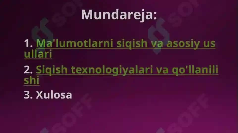 Siqish texnologiyalari va qo'llanilishi 2