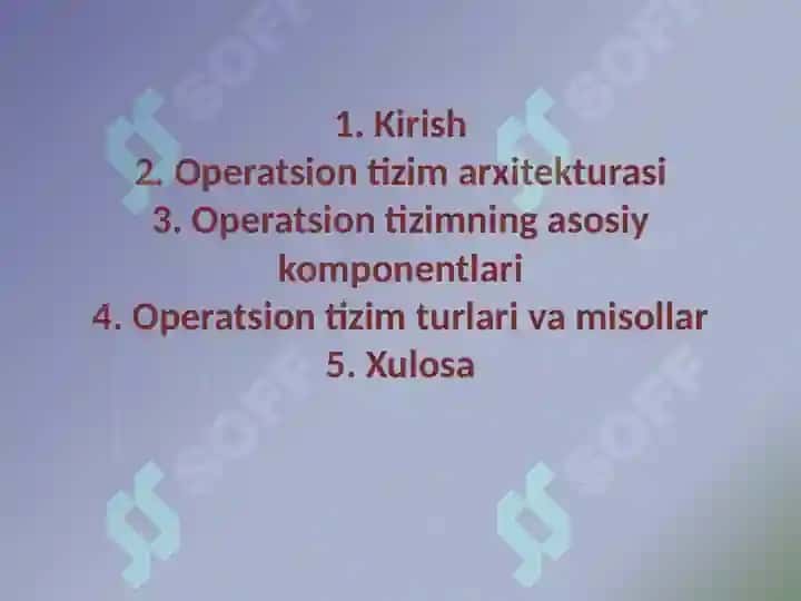Operatsion tizimlar arxitekturasi 2