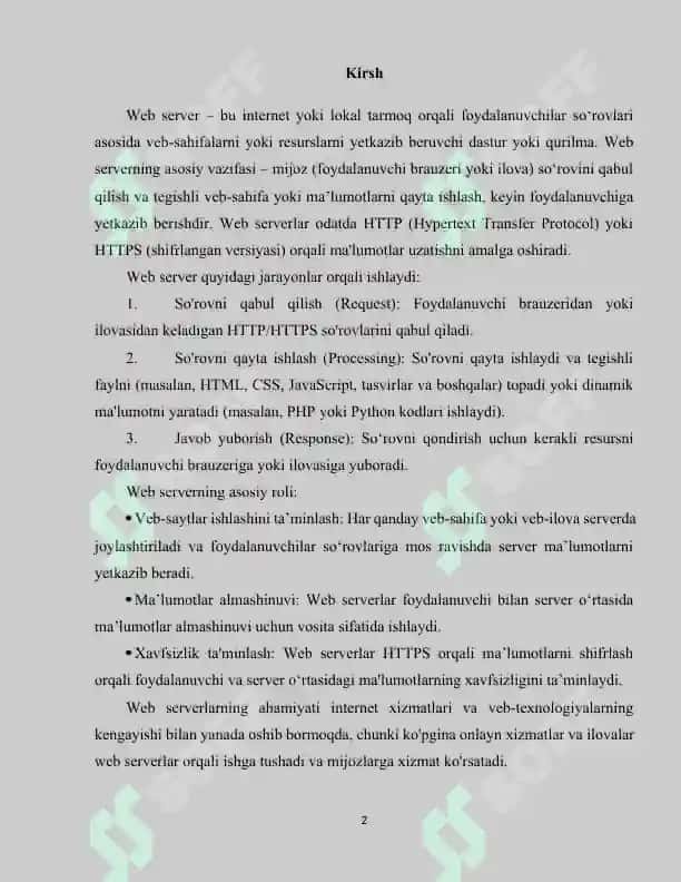 Web Serverlarni boshqarish 2