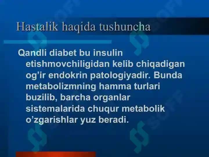 qandli Diabet: etiopatogenez, Klinika va davosi 3