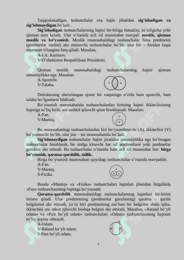 Tafakkur shakllari tushuncha, hukm va xulosa. 4