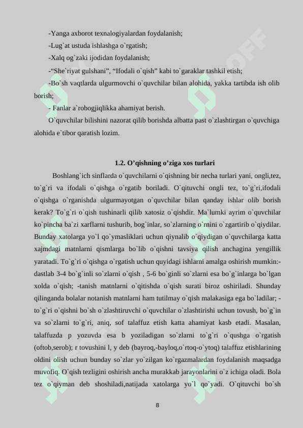 O’QISH SAVODXONLIGI DARSLARIDA SHE’R O’TISH USLUBIYATI 8