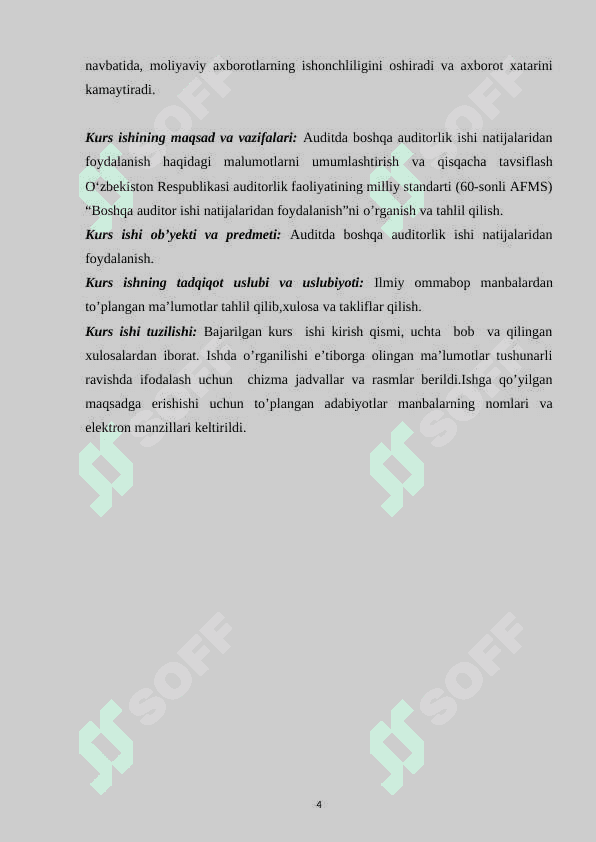 Auditda boshqa auditorlik ishi natijalaridan foydalanish 5