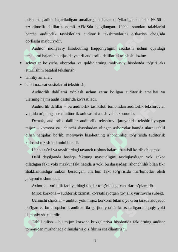 Auditda boshqa auditorlik ishi natijalaridan foydalanish 7