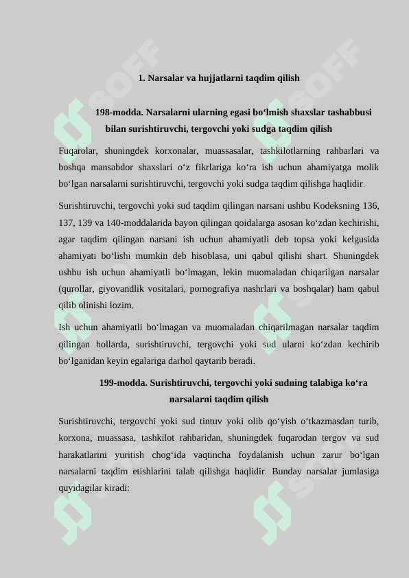 Narsa va hujjatlarni ashyoviy va yozma dalil sifatida ishga qoshib qoyish.Protsesual hujjatlar tuzish 7