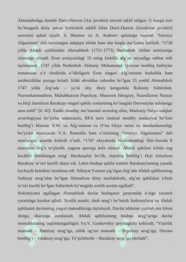 AFG'ONISTONDA AHMADSHOHNING ICHKI VA TASHQI SIYOSATI (1747- 1773) 24 2