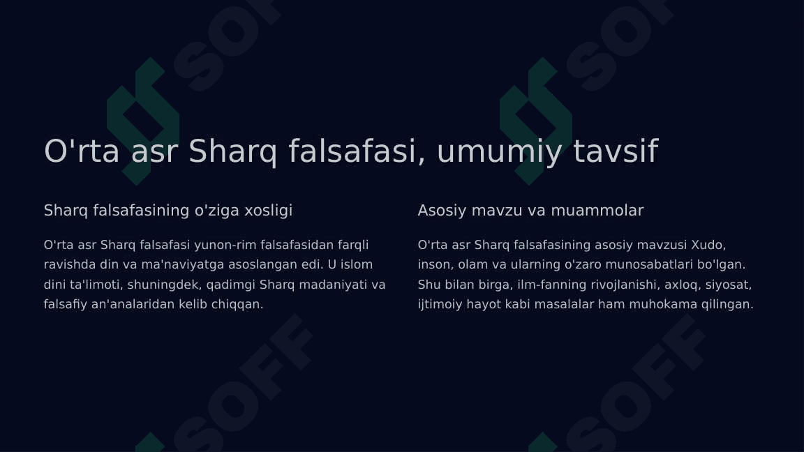 Oʻrta asr sharq falsafasi va uygʻonish davri xususiyatlari 3