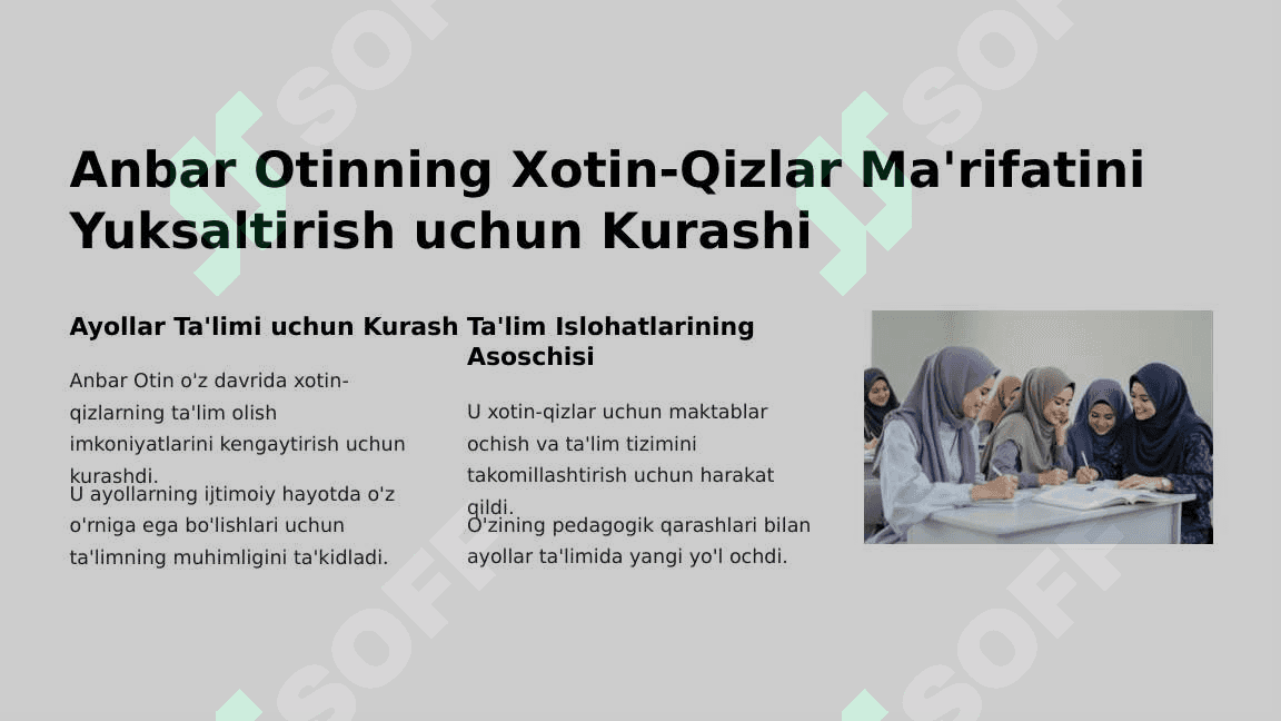 XIX asrning ikkinchi yarmi va XX asr boshlarida ta'lim va pedagogik fikrlar (Anbar otin, Furqat, Saidahmad Siddiqiy, Abdulla Avloniylarning ta'lim-tarbiya taraqqiyotida tutgan o'rni). 5